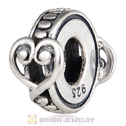 European Sterling Silver Swirling Hearts Affection Spacer Beads