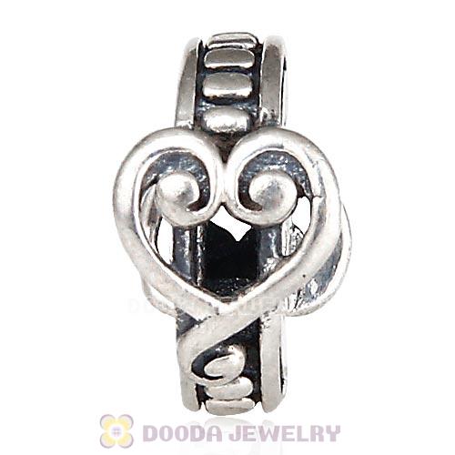 European Sterling Silver Swirling Hearts Affection Spacer Beads
