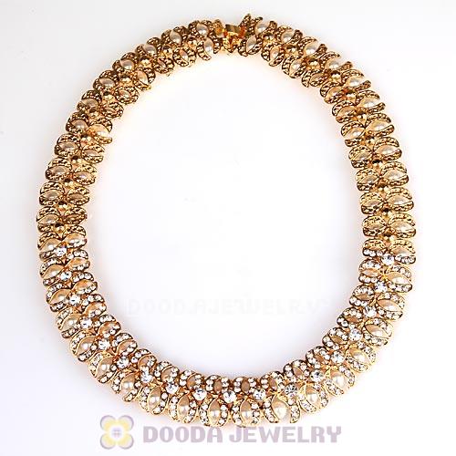 Fashion Gold Plated bling bling Crystal and Pearl Necklaces Wholesale