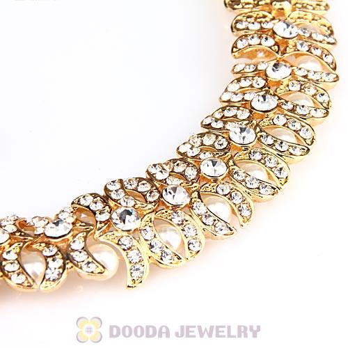 Fashion Gold Plated bling bling Crystal and Pearl Necklaces Wholesale