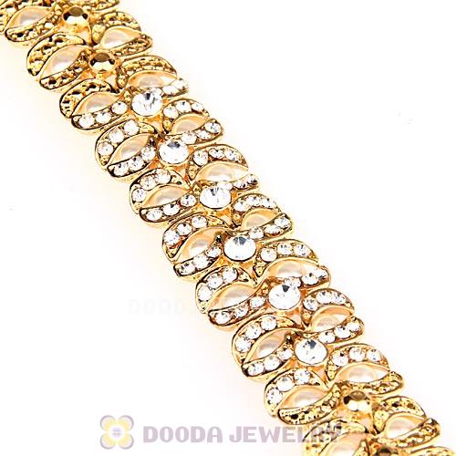 Fashion Gold Plated bling bling Crystal and Pearl Bracelet Wholesale