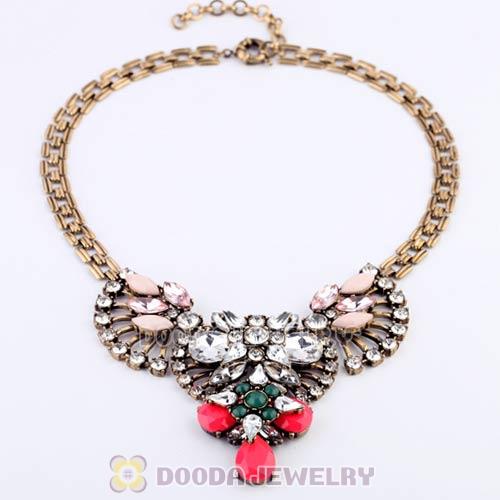 Vintage Style Brand MultiColor Resin Crystal Flower Statement Necklaces Wholesale