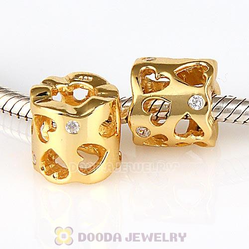 Gold Plated Tunnel of Love European Style Beads with Stone
