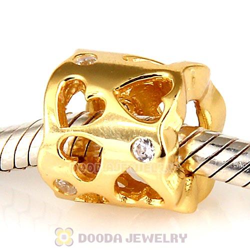 Gold Plated Tunnel of Love European Style Beads with Stone