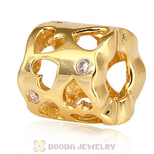 Gold Plated Tunnel of Love European Style Beads with Stone