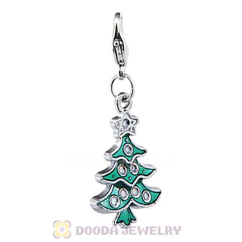 Platinum Plated Enamel European Jewelry Christmas Tree Charms Wholesale