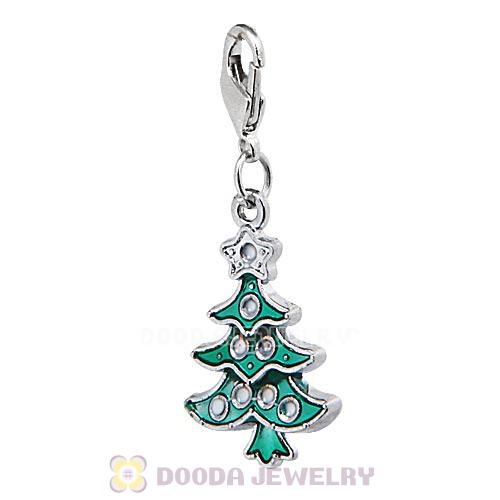 Platinum Plated Enamel European Jewelry Christmas Tree Charms Wholesale