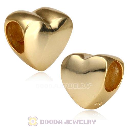 Sterling Silver Gold Plated Heart Beads Wholesale