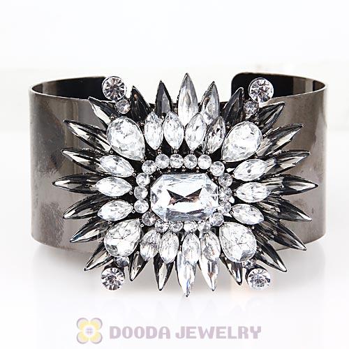 2013 Design Black Diamond and Clear Crystal Cuff Bangles Wholesale