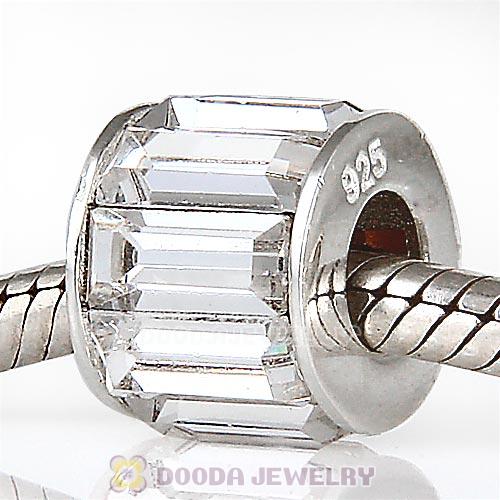European Sterling Silver Baguette Beads with Crystal Austrian Crystal