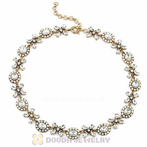 Vintage Style Brand Clear Crystal Flower Statement Necklaces Wholesale