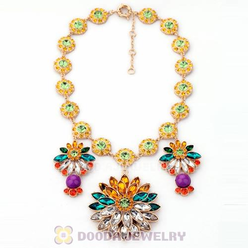 2013 Design MultiColor Resin Crystal Flower Pendant Necklaces Wholesale