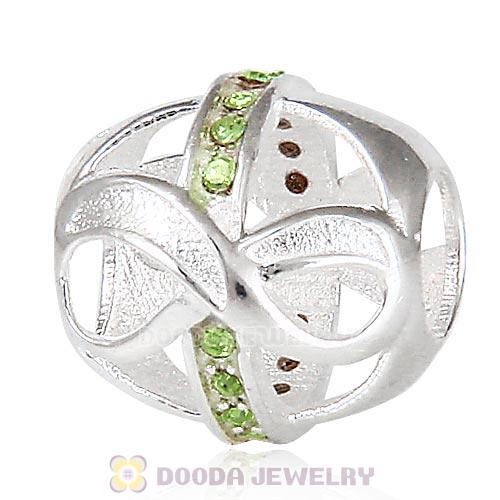 Sterling Silver Just What I Wanted Infinity Beads with Peridot Austrian Crystal