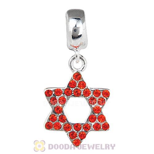 Sterling Silver Star Of David Dangle Beads with Hyacinth Austrian Crystal
