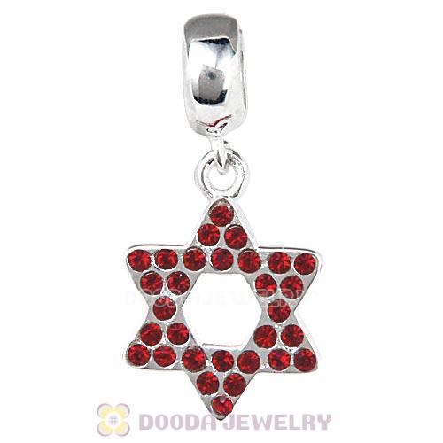 Sterling Silver Star Of David Dangle Beads with Siam Austrian Crystal