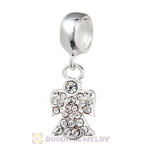 Sterling Silver Angel Dangle Beads with Clear Austrian Crystal