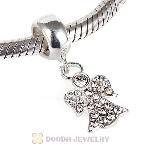 Sterling Silver Angel Dangle Beads with Clear Austrian Crystal