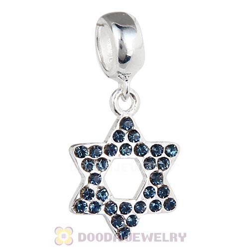 Sterling Silver Star Of David Dangle Beads with Montana Austrian Crystal