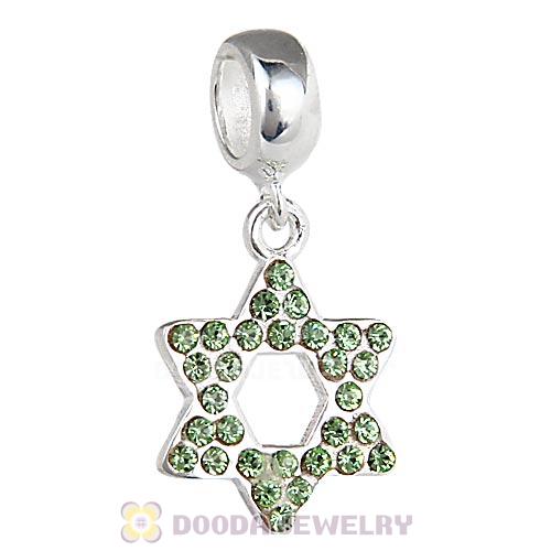 Sterling Silver Star Of David Dangle Beads with Peridot Austrian Crystal