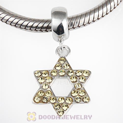 Sterling Silver Star Of David Dangle Beads with Jonquil Austrian Crystal