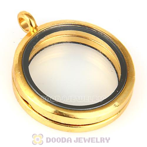 30mm Gold Plated Alloy Glass Floating Locket Pendant Wholesale