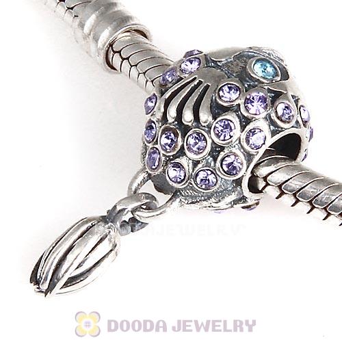 Sterling Silver Splish Splash Fish Charm with Tanzanite Austrian Crystal