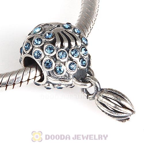 Sterling Silver Splish Splash Fish Charm with Montana Austrian Crystal