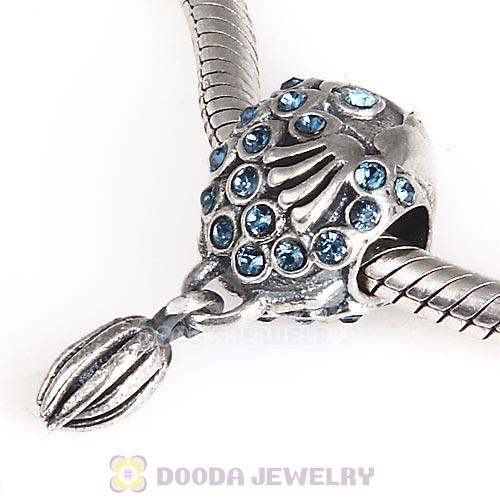 Sterling Silver Splish Splash Fish Charm with Montana Austrian Crystal