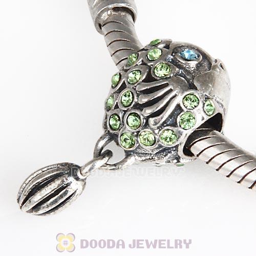 Sterling Silver Splish Splash Fish Charm with Peridot Austrian Crystal