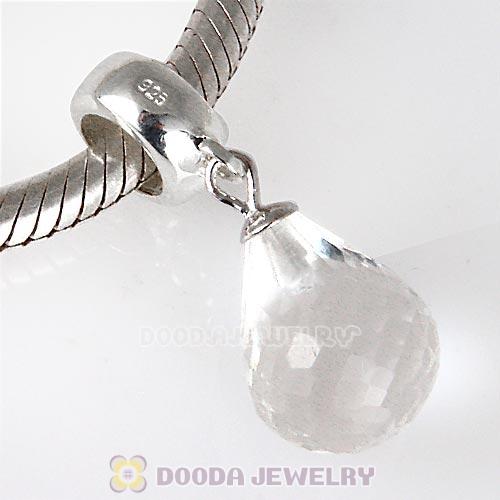 European Sterling Silver Dangle White Faceted Glass Beauty Charm