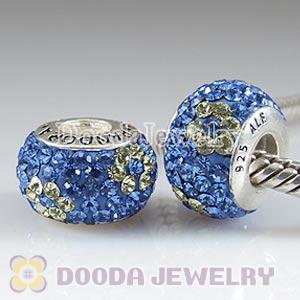 Wholesale Austrian crystal Jewelry Blue Bead with 4 Yellow Flowers