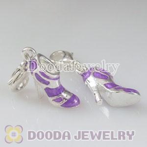 Wholesale Tscharm Jewelry Silver Plated Alloy purple high-heel shoe Charms