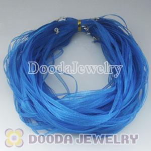 42cm European Style Blue Silk Necklace with sterling silver clasp