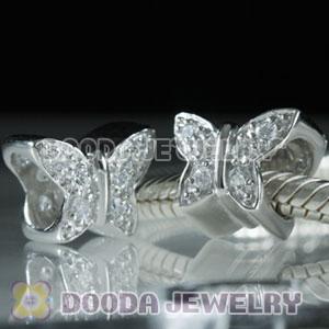 S925 Sterling Silver Charm Jewelry Beads with clear Stone