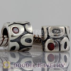 S925 Sterling Silver European Style Beads with brown Stone