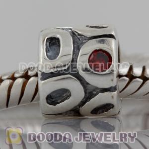 S925 Sterling Silver European Style Beads with brown Stone