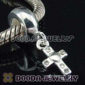 S925 Sterling Silver Jewelry Charms Dangle Cross with Stone