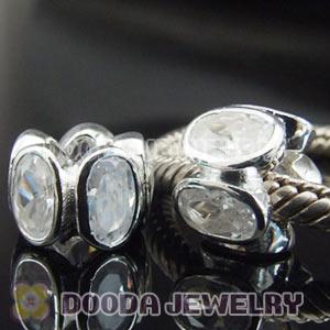 S925 Sterling Silver European Style Beads with Clear Stone