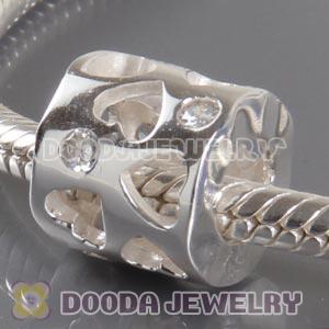 S925 Sterling Silver European Style Beads with clear Stone