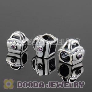 S925 Sterling Silver Handbag Beads with Stone