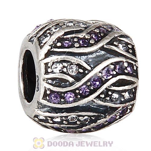 Sterling Silver Entwined Beads with Tanzanite and Clear Austrian Crystal