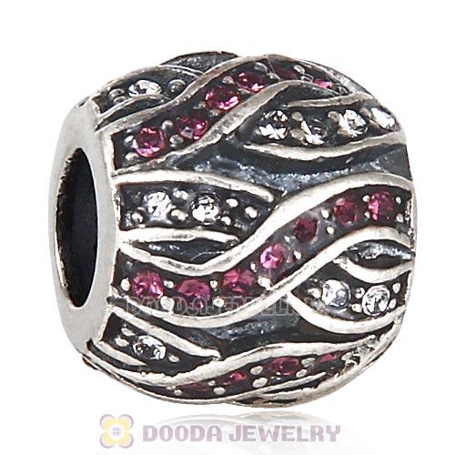 Sterling Silver Entwined Beads with Amethyst and Clear Austrian Crystal