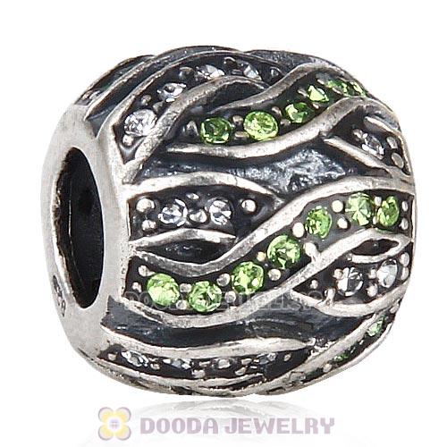 Sterling Silver Entwined Beads with Peridot and Clear Austrian Crystal