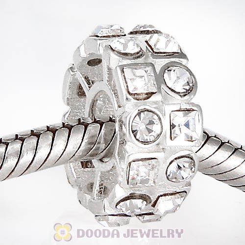 Sterling Silver Stepping Stones Beads with Clear Austrian Crystal