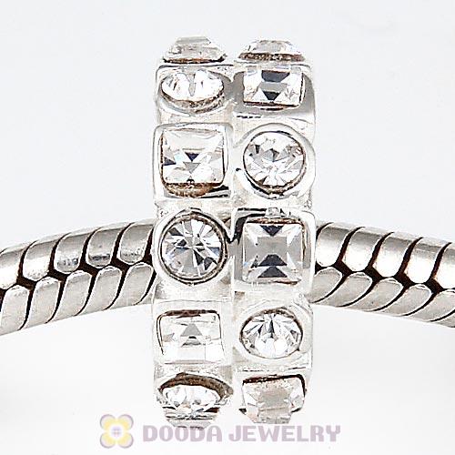 Sterling Silver Stepping Stones Beads with Clear Austrian Crystal