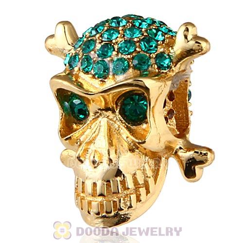 Sterling Silver Stepping Stones Beads with Emerald Austrian Crystal