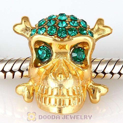 Sterling Silver Stepping Stones Beads with Emerald Austrian Crystal