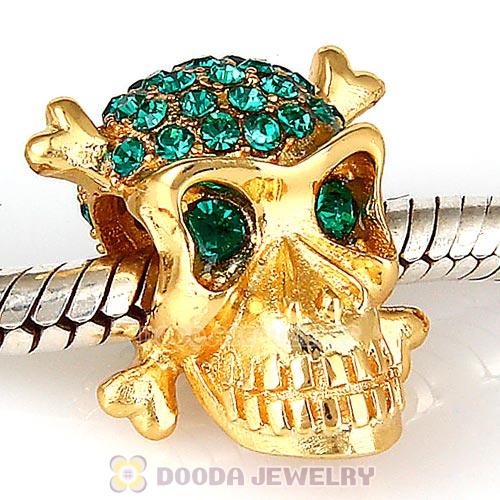 Sterling Silver Stepping Stones Beads with Emerald Austrian Crystal