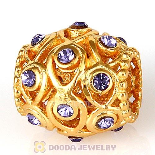 Sterling Silver Gold Plated Ocean Treasures Beads with Tanzanite Austrian Crystal