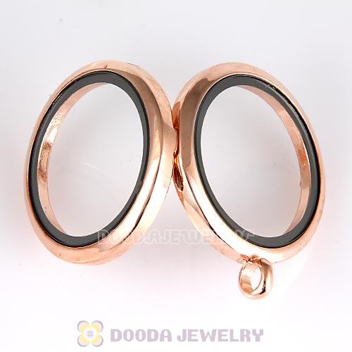 30mm Rose Gold Plated Alloy Glass Floating Locket Pendant Wholesale